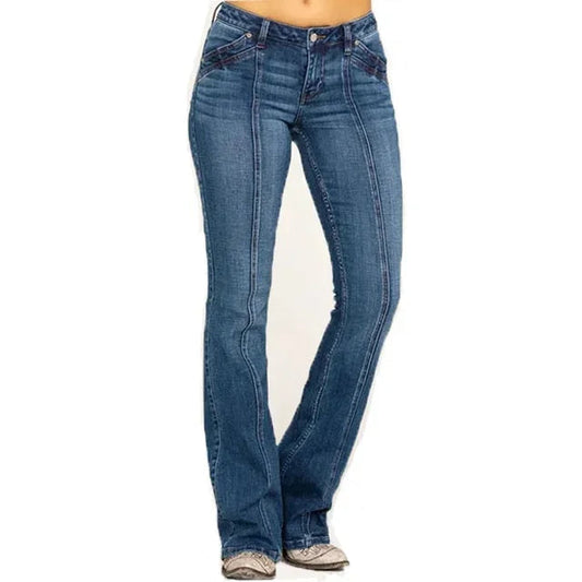 Kvinnors Utsvängda Jeans Retro Stil 0