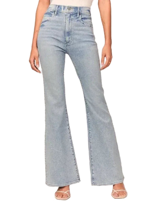 Kvinnors Utsvängda Jeans med Hög Midja 0
