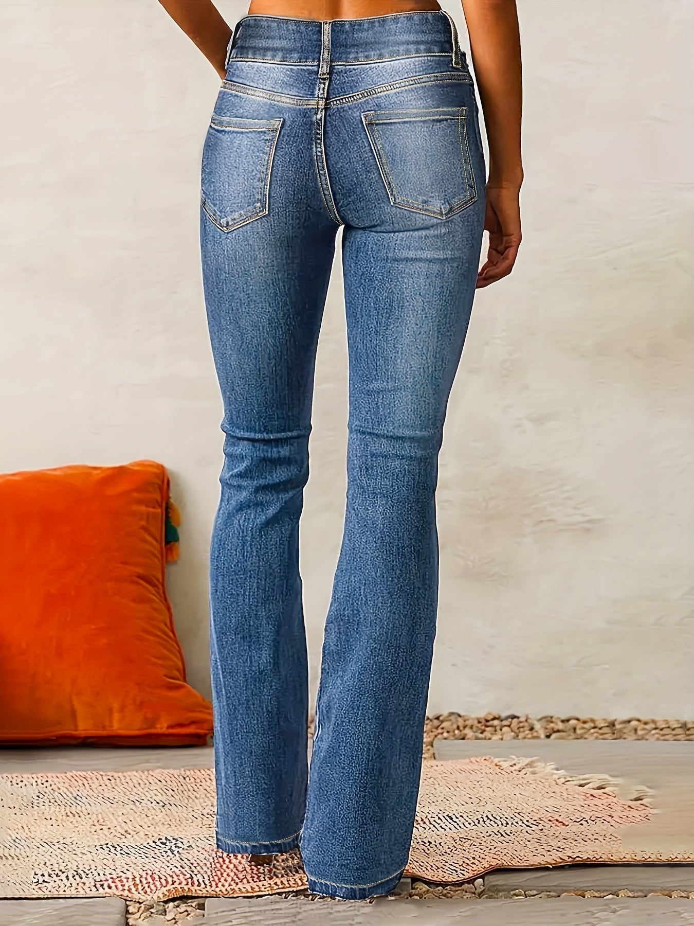 Kvinnors Utsvängda Jeans med Hög Midja 1