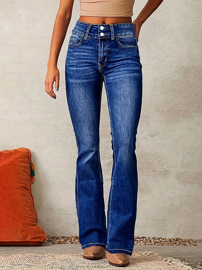 Kvinnors Utsvängda Jeans med Hög Midja 3