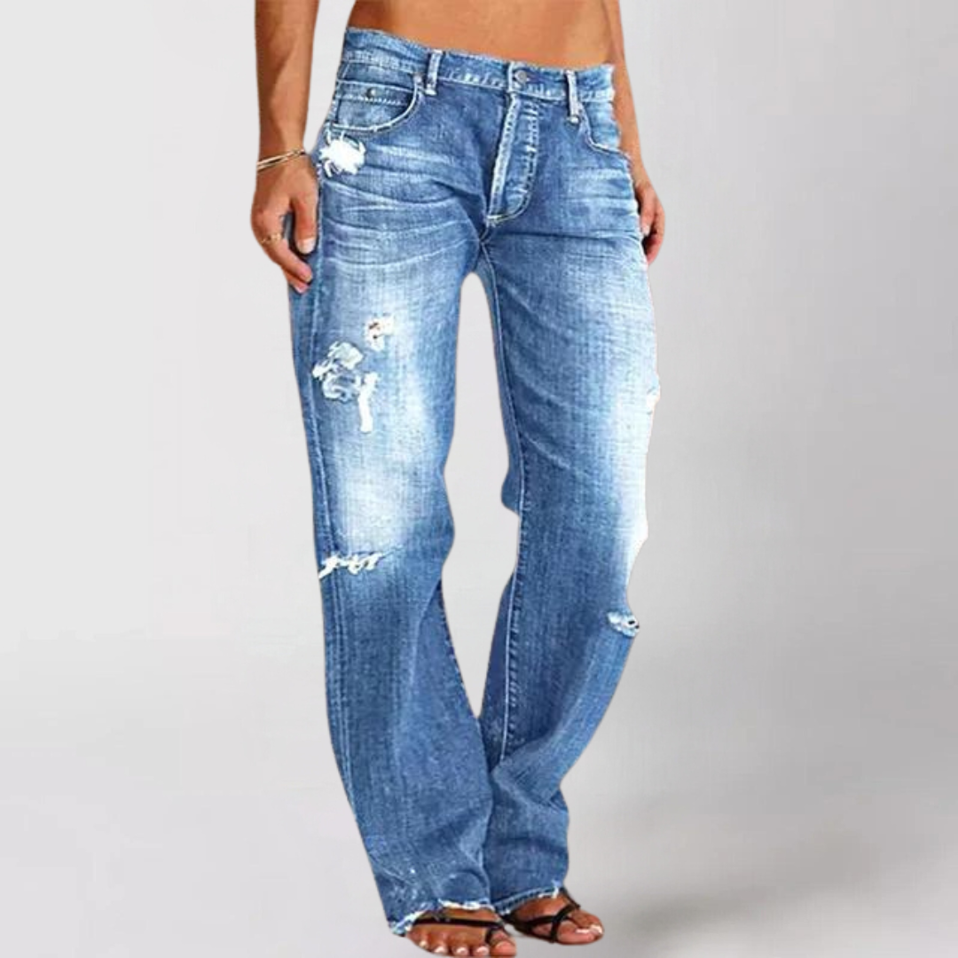 Kvinnors Utsvängda Jeans med Låg Midja 1
