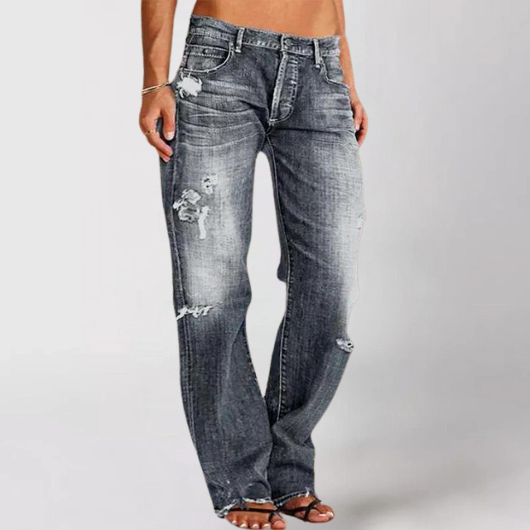 Kvinnors Utsvängda Jeans med Låg Midja 3