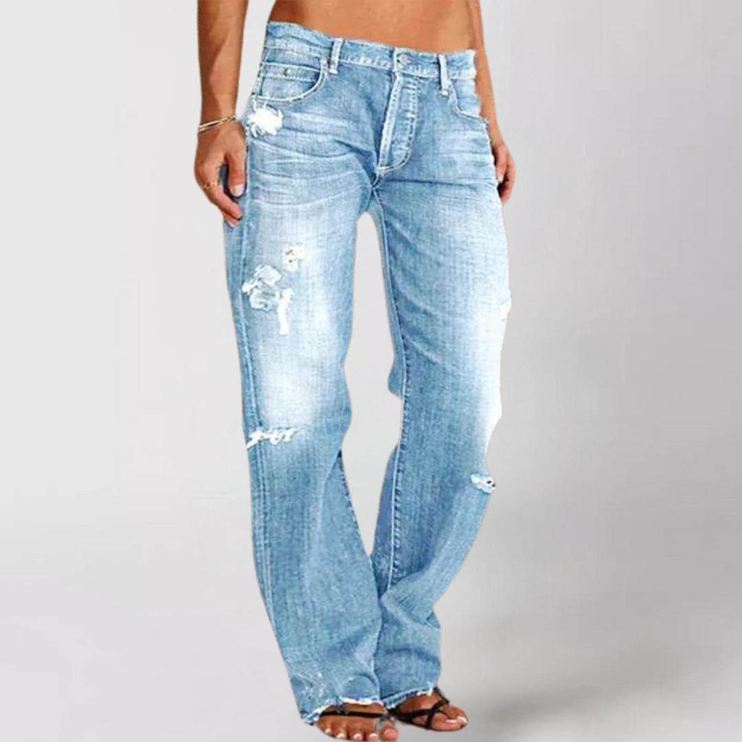 Kvinnors Utsvängda Jeans med Låg Midja 4