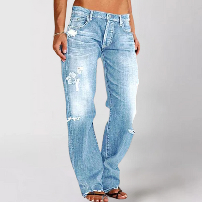Kvinnors Utsvängda Jeans med Låg Midja 4