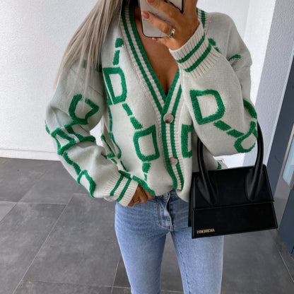 Kvinnors V-ringad Cardigan i Avslappnad Stil 8
