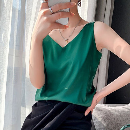Kvinnors V-ringad Topp Minimalistisk Stil 1