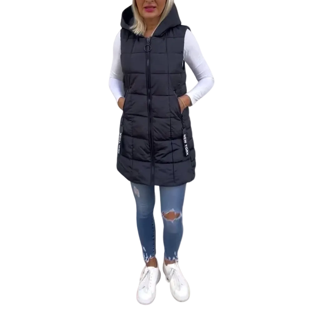 Kvinnors Vadderad Ärmlös Kappa Streetwear Stil 0