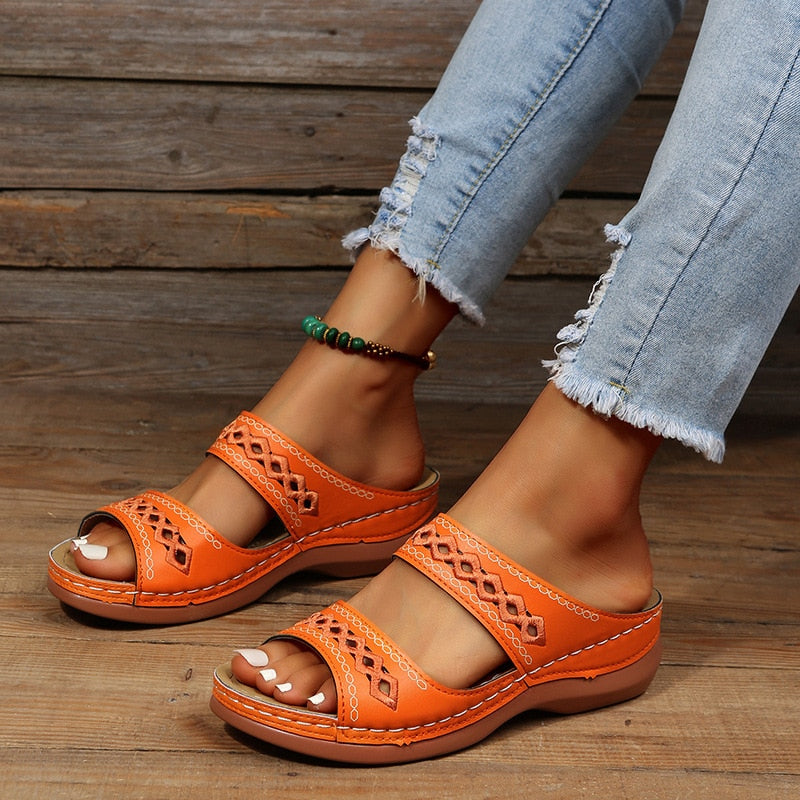 Kvinnors Vadderade Sandaler Retro Stil 5