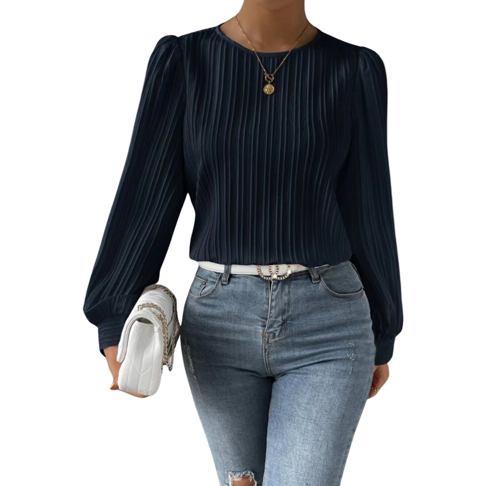 Kvinnors Veckad Blus med Ballongärmar 0