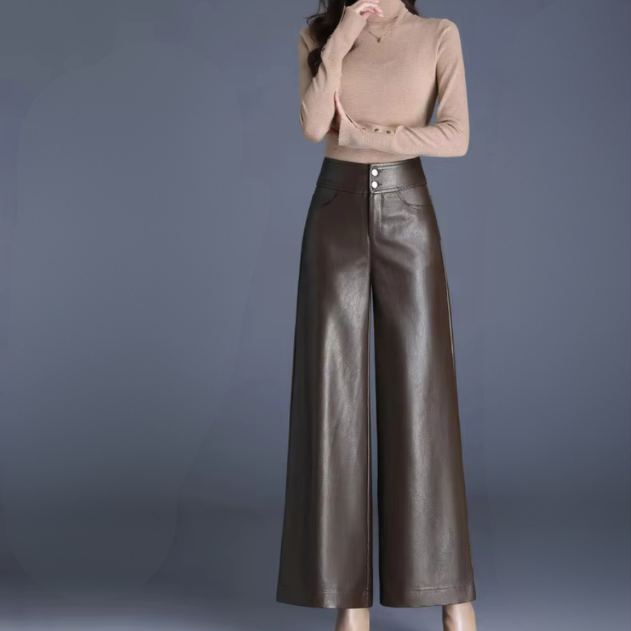 Kvinnors Vida Läderbyxor Trendiga 3