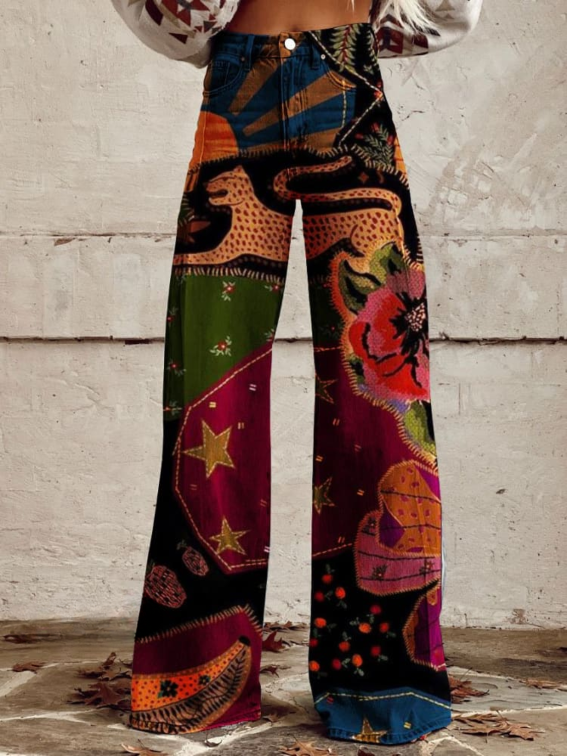 Kvinnors Vintage Boho Byxor Lösa 1