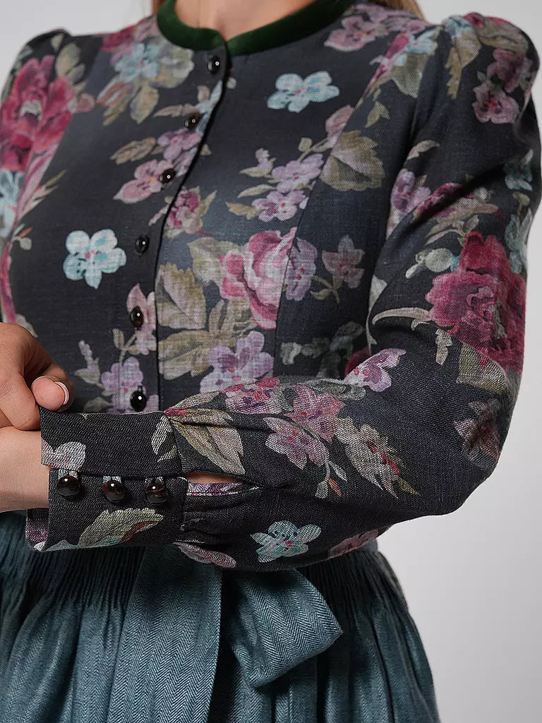Kvinnors Vintage Dirndlklänning Blommönster med Schürze 3