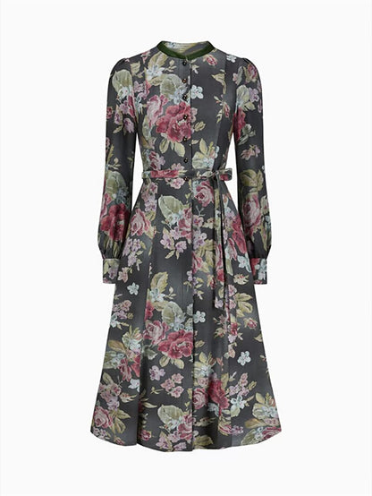 Kvinnors Vintage Dirndlklänning Blommönster med Schürze 5