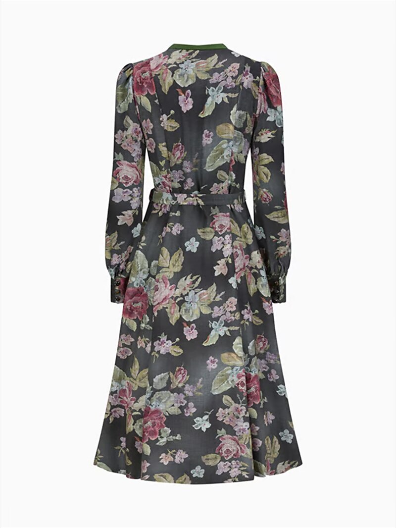 Kvinnors Vintage Dirndlklänning Blommönster med Schürze 6