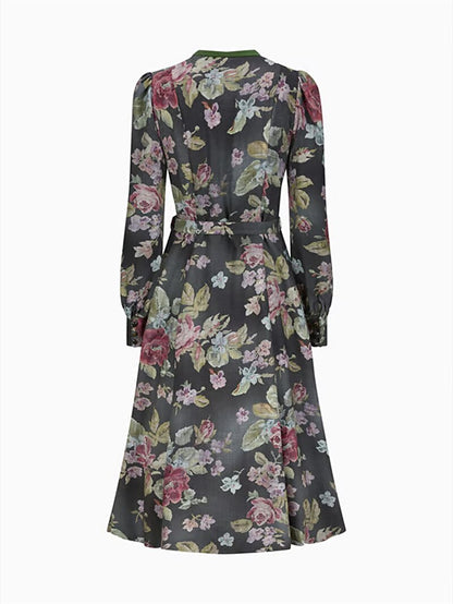 Kvinnors Vintage Dirndlklänning Blommönster med Schürze 6