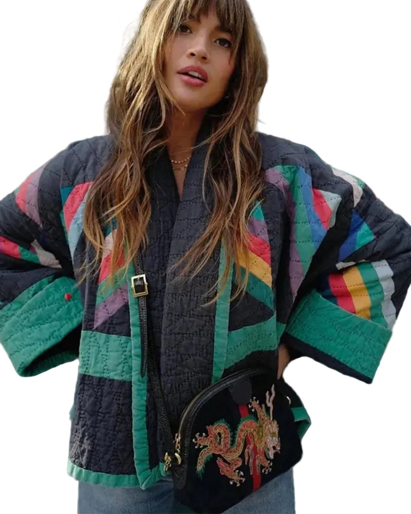 Kvinnors Vintage Jacka Med V-ringning 0