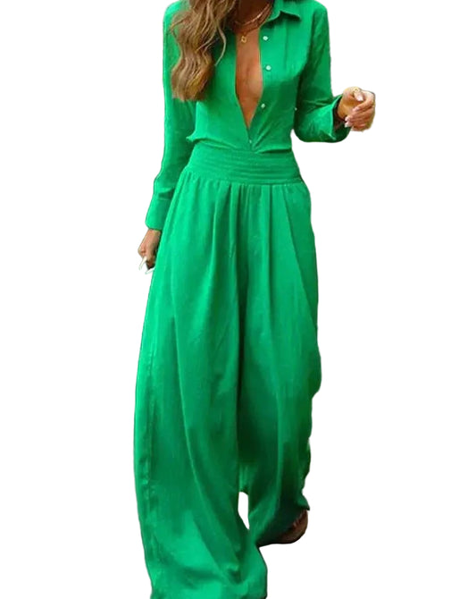 Kvinnors Vintage Jumpsuit med Resår i Midjan 0