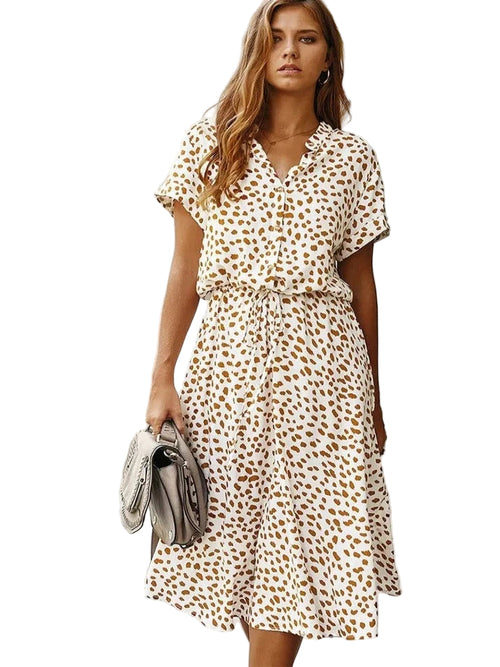 Kvinnors Vintage Klänning Medelärmar Leopardtryck Lätt Material 0