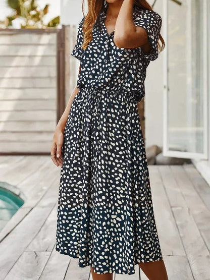 Kvinnors Vintage Klänning Medelärmar Leopardtryck Lätt Material 11