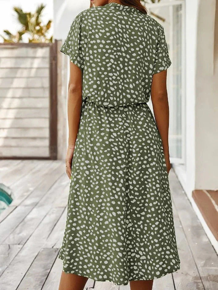 Kvinnors Vintage Klänning Medelärmar Leopardtryck Lätt Material 3