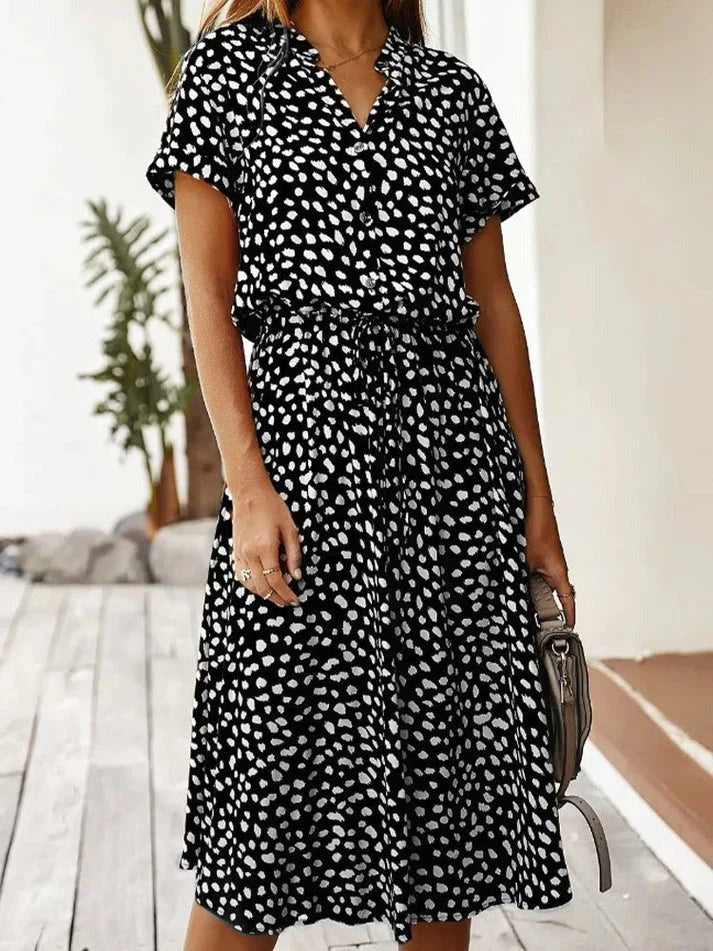 Kvinnors Vintage Klänning Medelärmar Leopardtryck Lätt Material 6