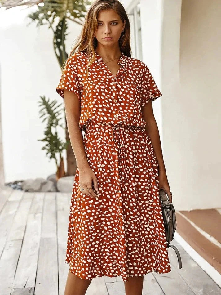 Kvinnors Vintage Klänning Medelärmar Leopardtryck Lätt Material 9