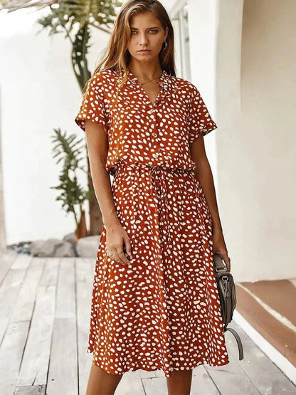 Kvinnors Vintage Klänning Medelärmar Leopardtryck Lätt Material 9