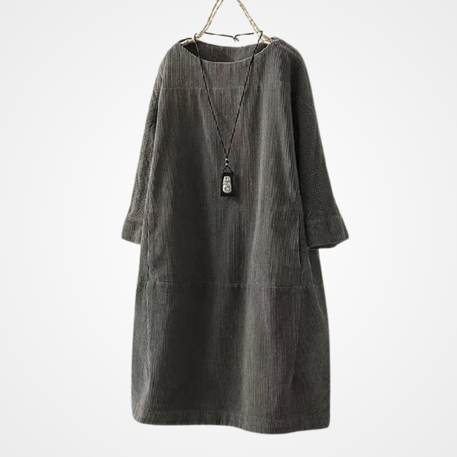 Kvinnors Vintage Klänning med Rund Hals 6