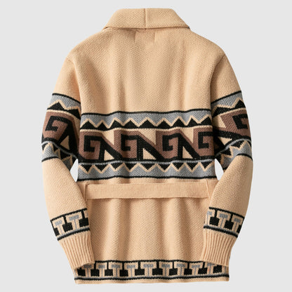 Kvinnors Vinter Cardigan Med Bälte Geometrisk Design 2