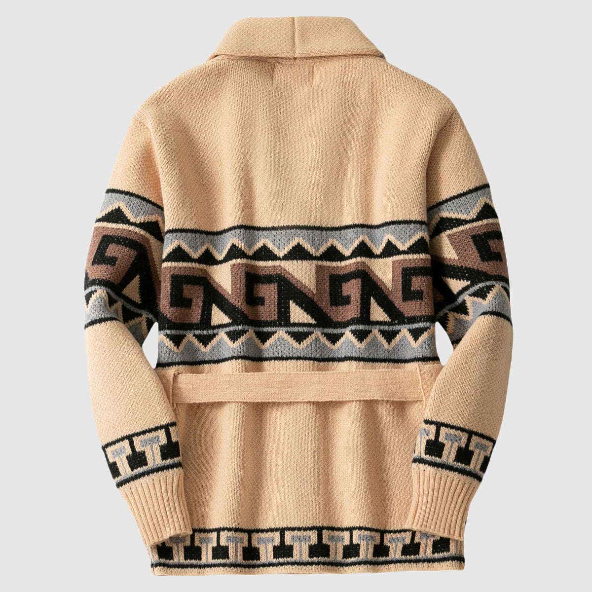 Kvinnors Vinter Cardigan Med Bälte Geometrisk Design 2