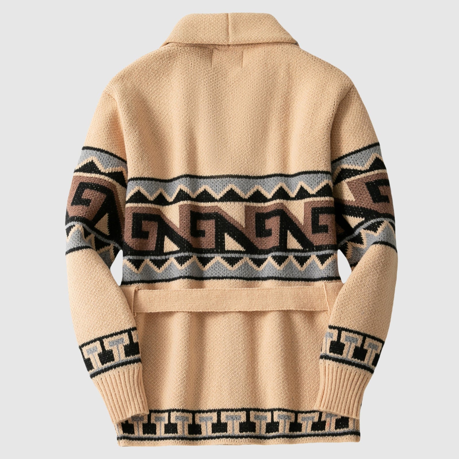 Kvinnors Vinter Cardigan Med Bälte Geometrisk Design 2