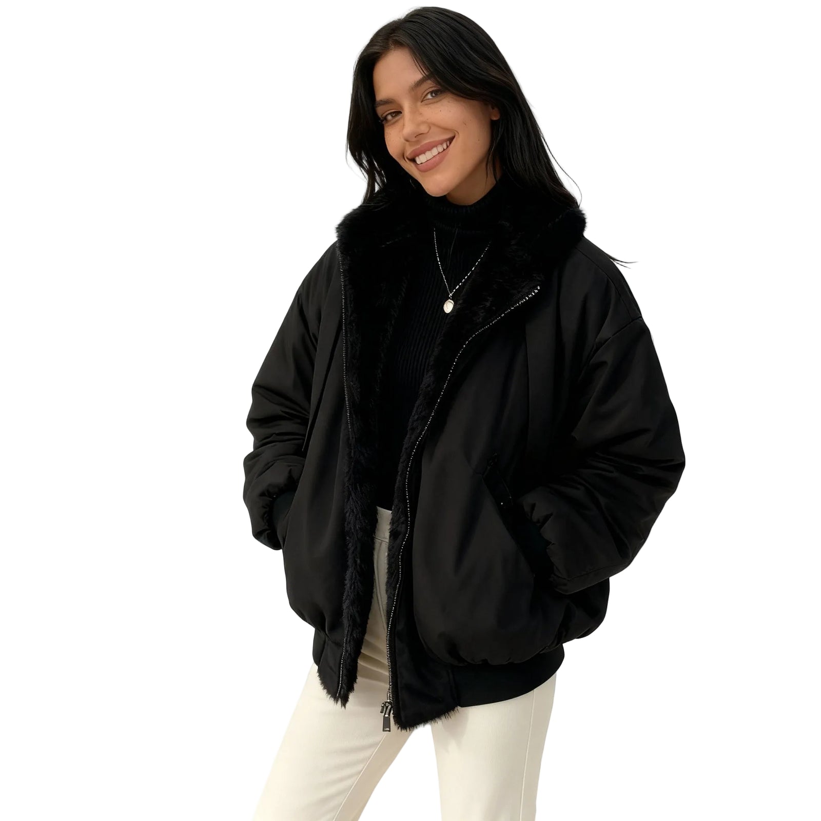 Kvinnors Vinterjacka Oversized Fleece 0