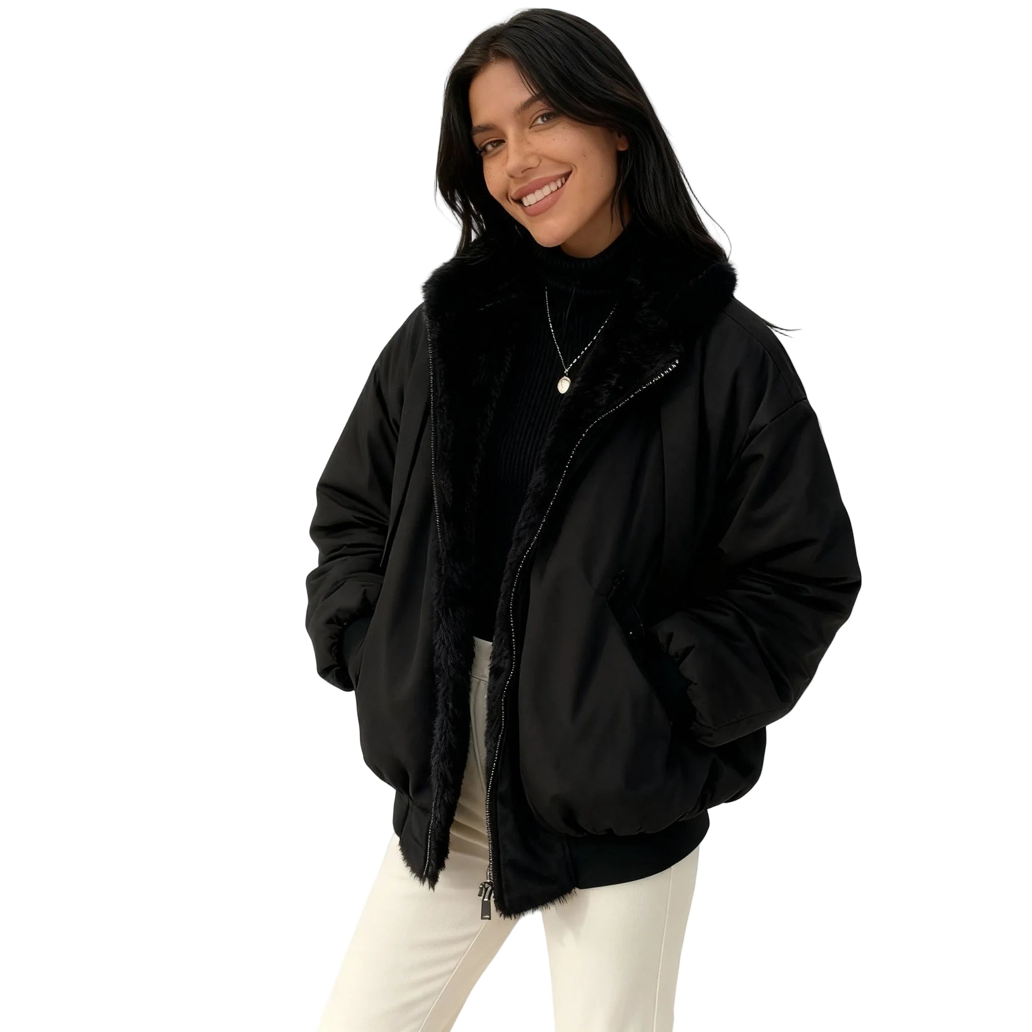 Kvinnors Vinterjacka Oversized Fleece 0