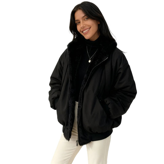 Kvinnors Vinterjacka Oversized Fleece 0