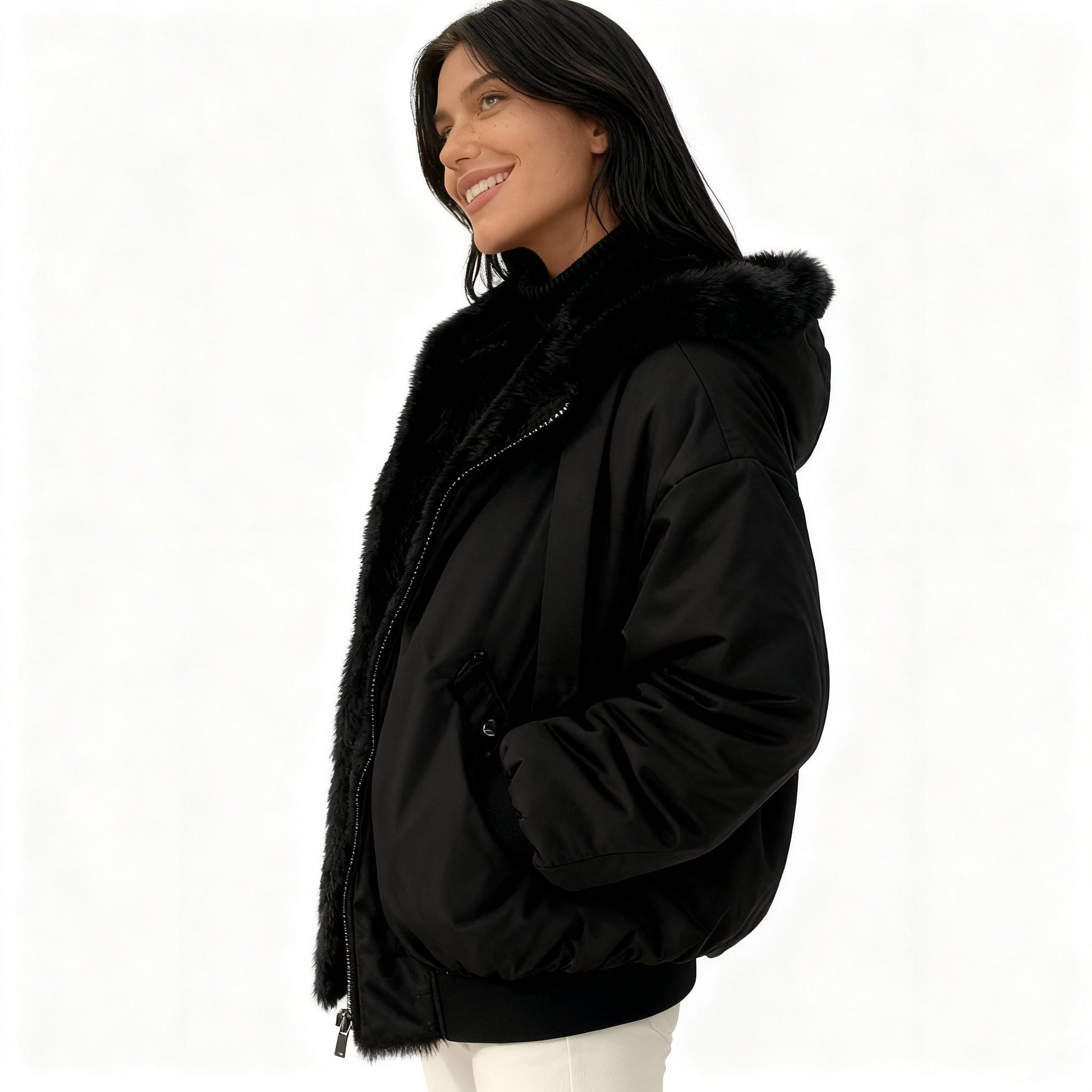 Kvinnors Vinterjacka Oversized Fleece 1