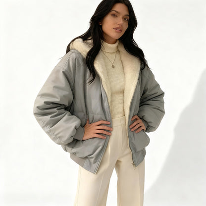 Kvinnors Vinterjacka Oversized Fleece 2