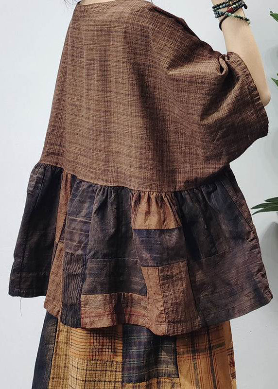 Kvinnorskjorta Patchwork Rutig Halvärm 3