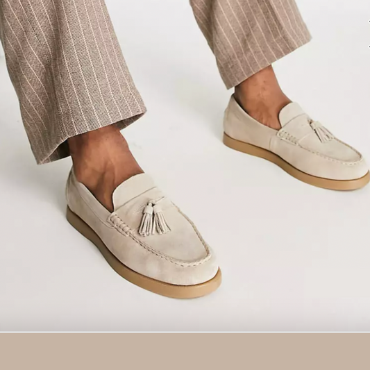 Herr Läderloafers Beige Elegant Stil Högkvalitativt Läder-1