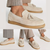 Herr Läderloafers Beige Elegant Stil Högkvalitativt Läder-3