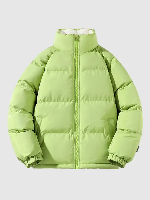 Lång Pufferjacka Dam Trendig Vadderad Design 10