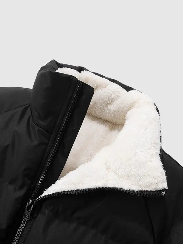 Lång Pufferjacka Herr Trendig Vadderad Design 5