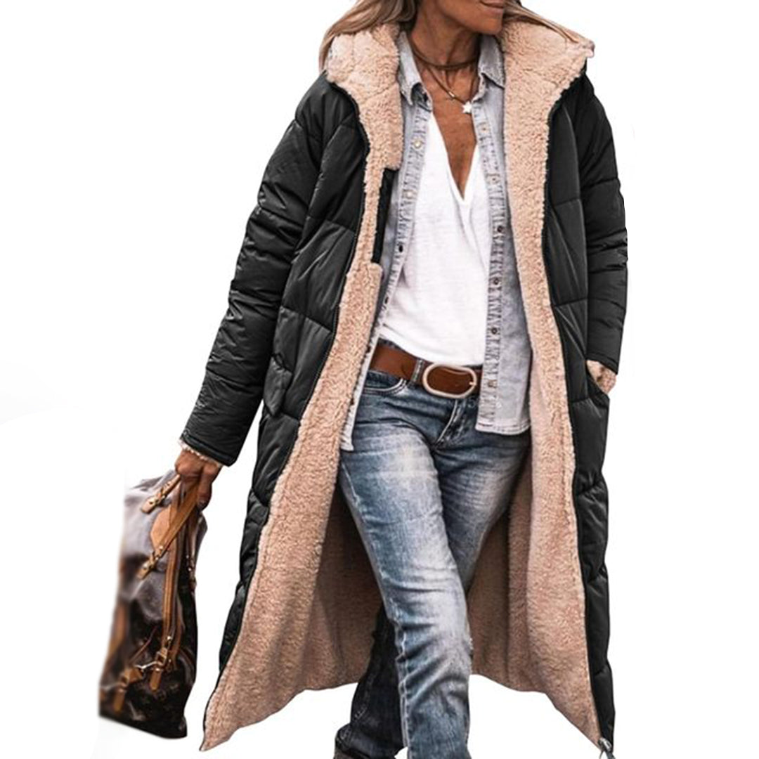 Lång Vinterjacka Dam Hållbar Design Isolerande Material 0