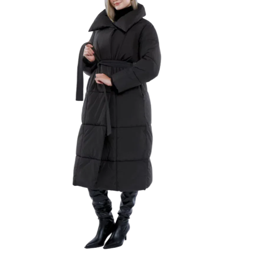 Lång Vinterjacka Dam med Bälte, Vattentät och Vindtät Design, Stilren och Modern 0