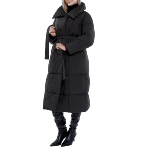 Lång Vinterjacka Dam med Bälte, Vattentät och Vindtät Design, Stilren och Modern 0