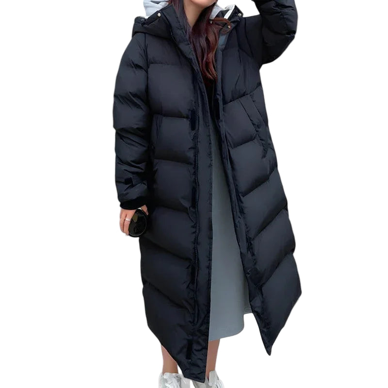 Lång täckt parkas med vattentät design för kvinnor 0