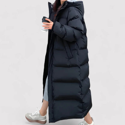 Lång täckt parkas med vattentät design för kvinnor 1