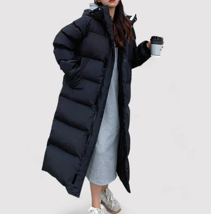 Lång täckt parkas med vattentät design för kvinnor 2