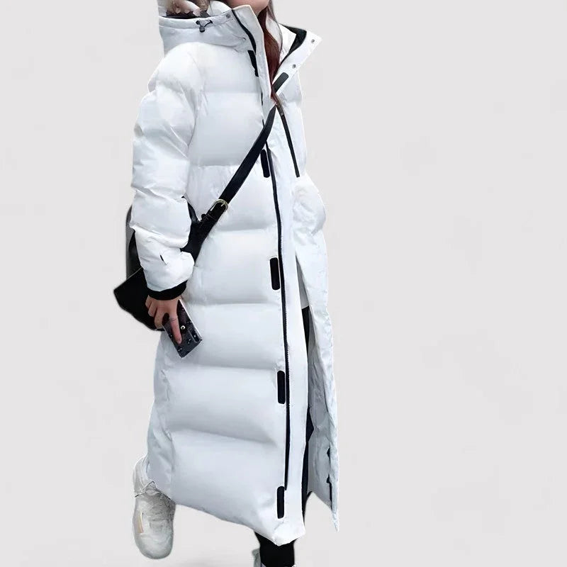 Lång täckt parkas med vattentät design för kvinnor 3
