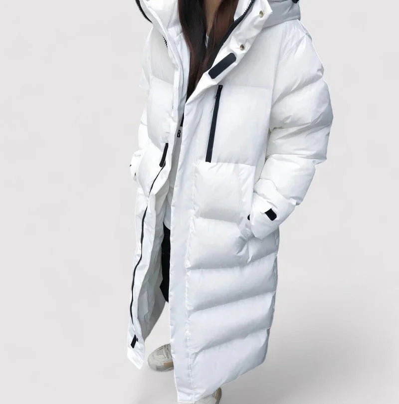 Lång täckt parkas med vattentät design för kvinnor 4