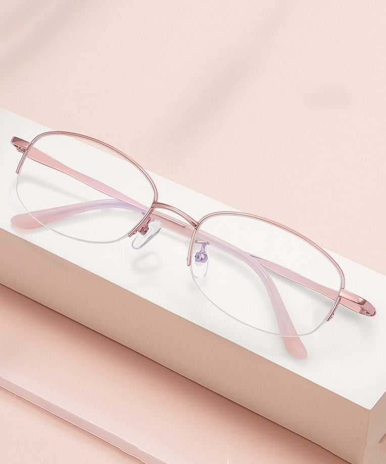 Läsglasögon med Halv Kant i Rosa Titanlegering 1